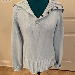 Polo Jeans Company Snap Up Cable V-neck Sweater